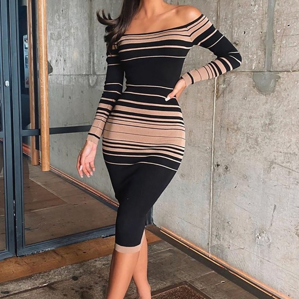 Black and  tan sweater dress